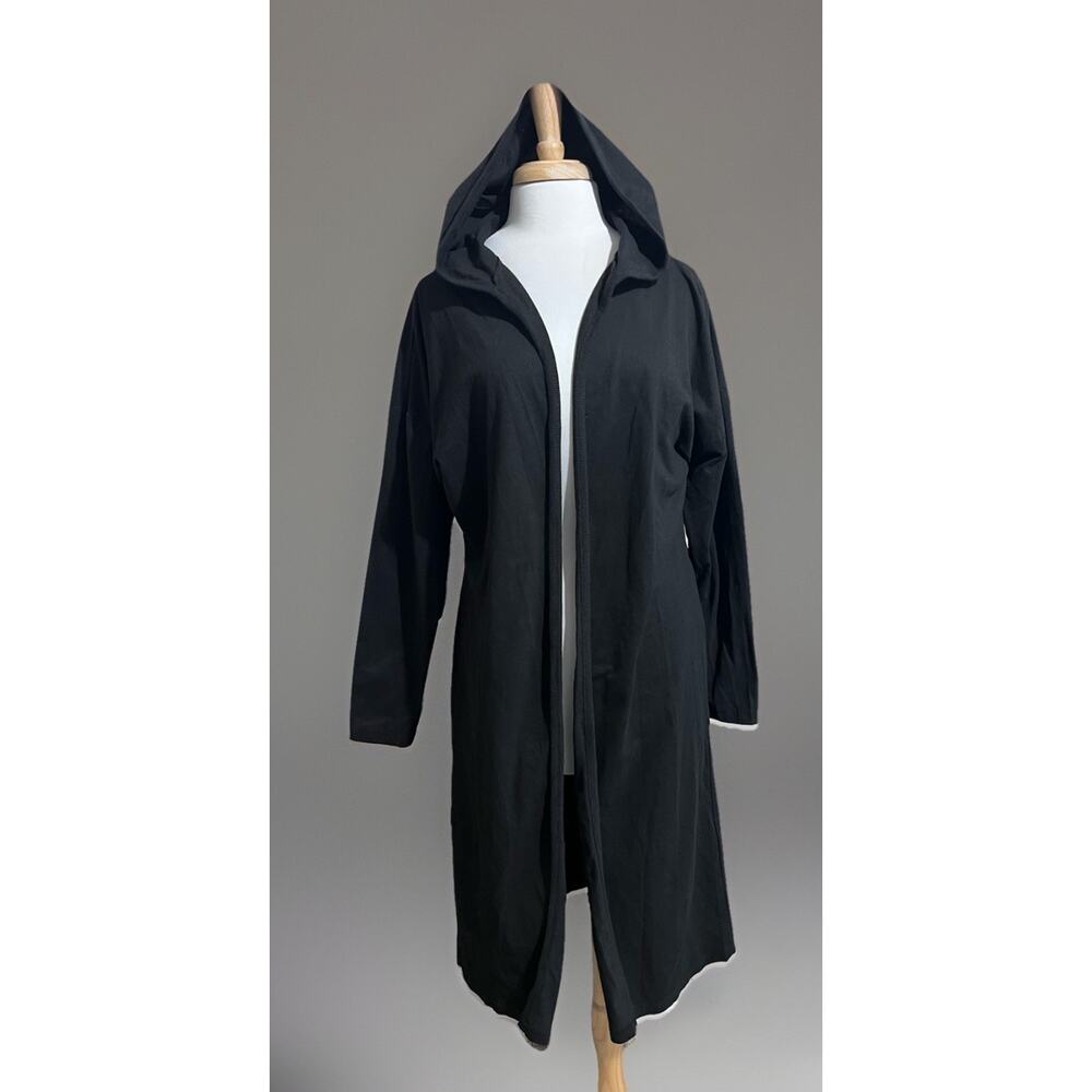 &merci Womens Large Black Hooded Trench Cardigan Cover-Up Beachy Resortwear